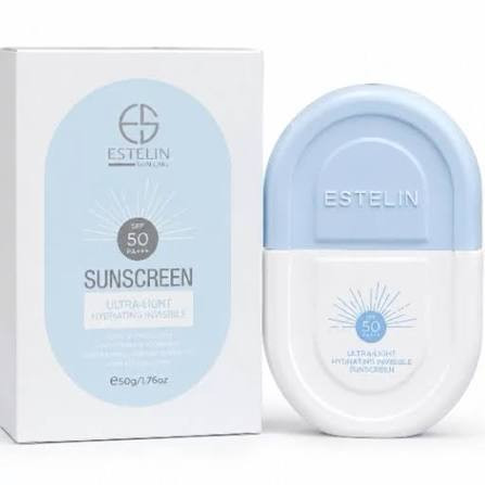 ضد آفتاب بی رنگ استلین آبی حجم 50 میل spf50 فاقد چربی بافت سبک مخصوص انواع پوست